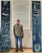 Picture of Artist Dan Cautrell with Wood Planks